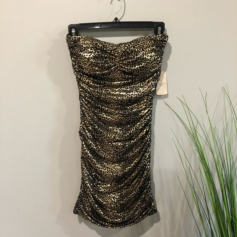 NEW metallic NYE leopard print tube dress XS/S